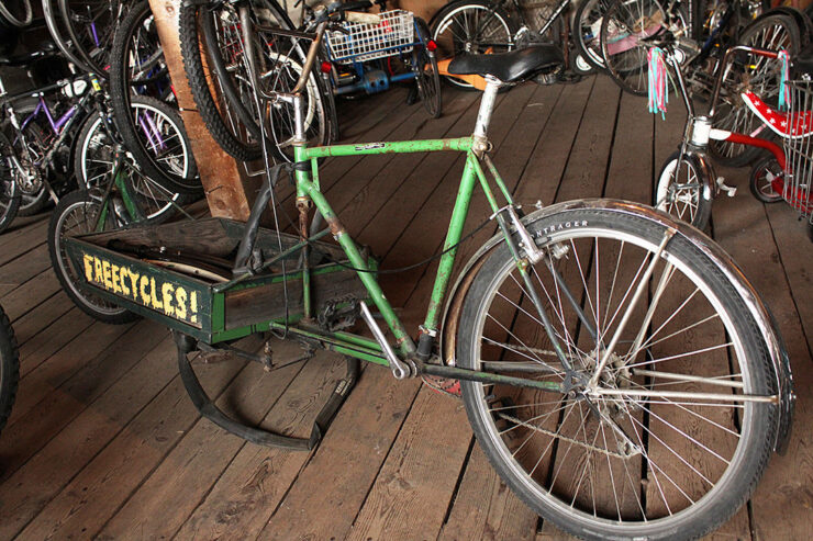 A green Free Cycles bike